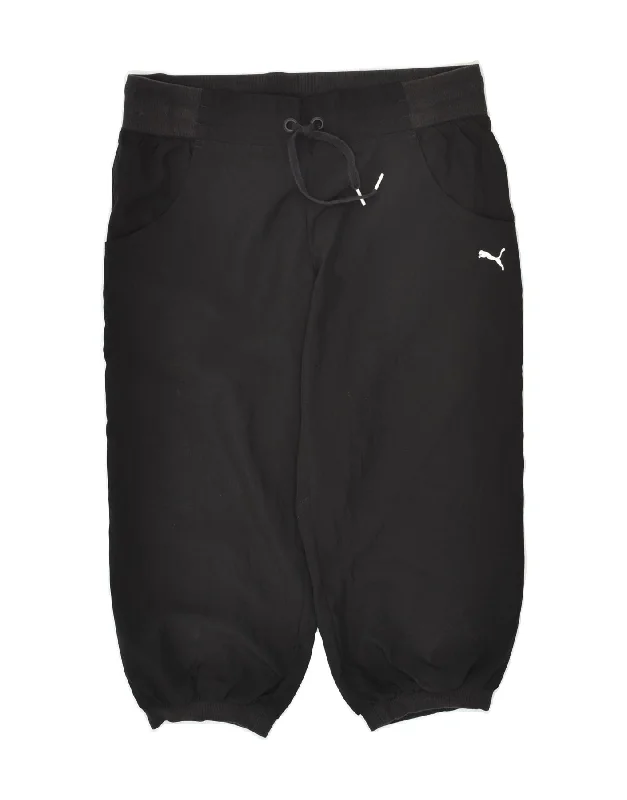 PUMA Womens Capri Tracksuit Trousers Joggers UK 12 Medium Black Polyester Trousers Trousers Formal