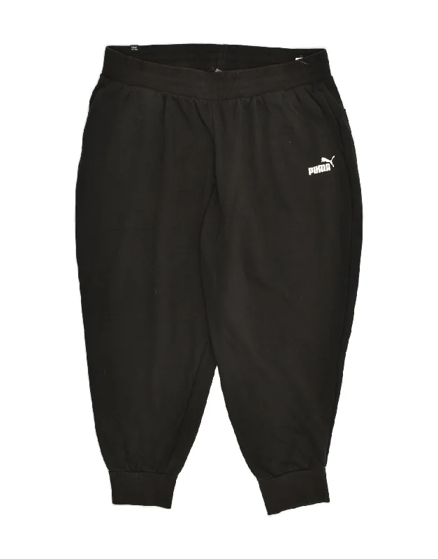 PUMA Womens Capri Tracksuit Trousers Joggers UK 20 2XL Black Cotton Trousers Flared Retro