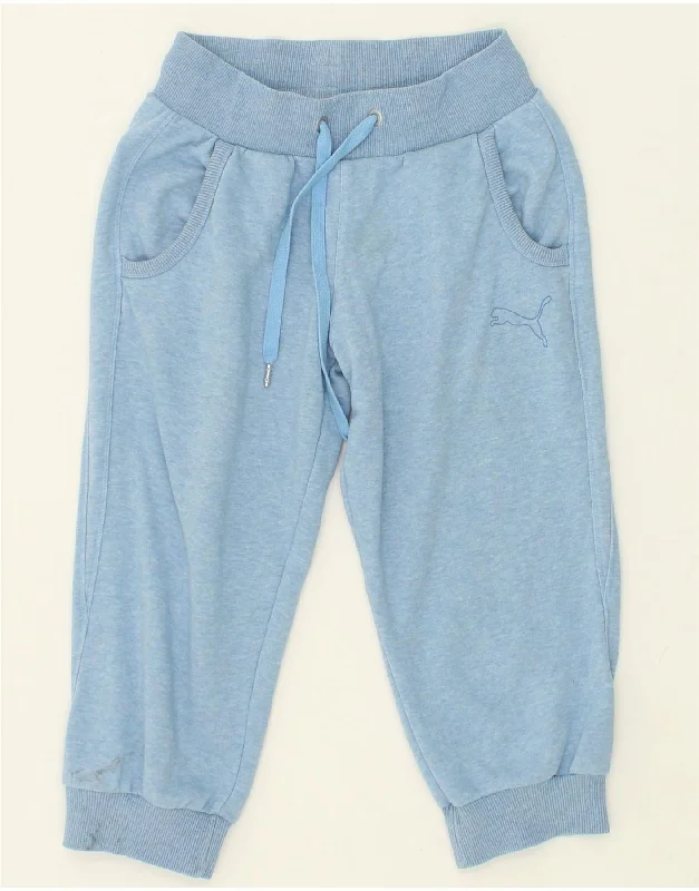 PUMA Womens Capri Tracksuit Trousers Joggers UK 8 Small Blue Cotton Trousers Occasion Special