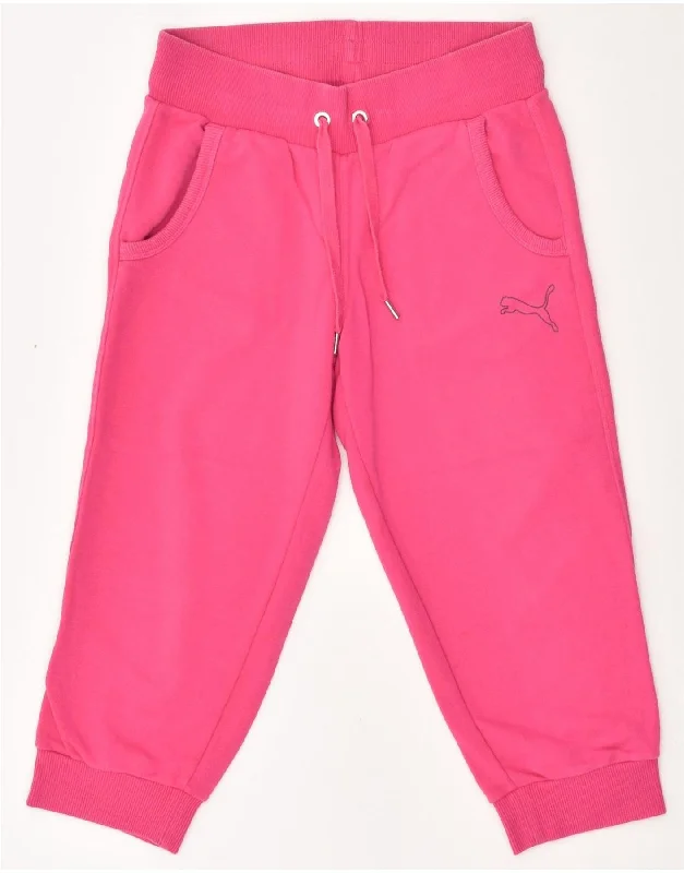 PUMA Womens Capri Tracksuit Trousers UK 10 Small Pink Cropped Trousers Casual Linen