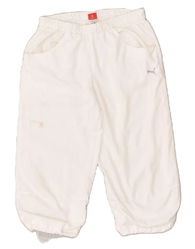 PUMA Womens Capri Tracksuit Trousers UK 8 Small White Trousers Summer Linen