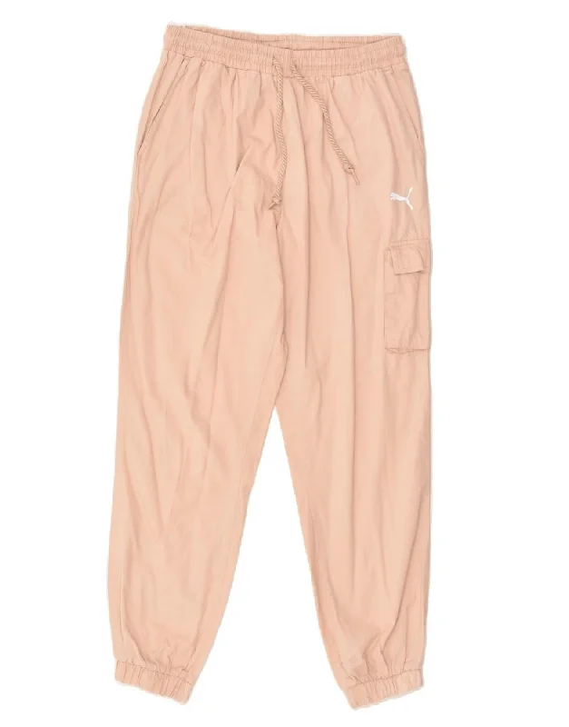 PUMA Womens Cargo Tracksuit Trousers Joggers UK 10 Small Beige Cotton Trousers Trousers Formal