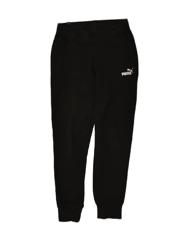 PUMA Womens Graphic Tracksuit Trousers Joggers UK 8 Small Black Cotton