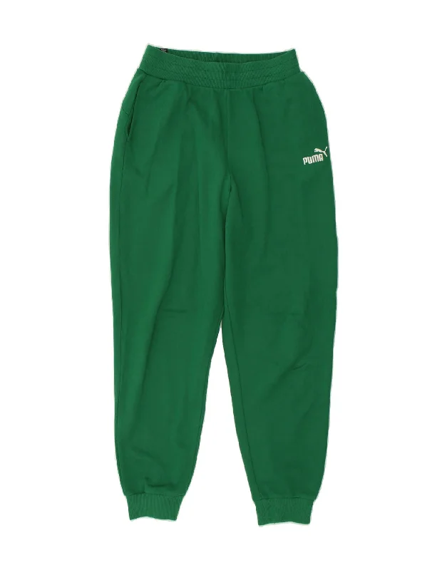 PUMA Womens Tracksuit Trousers Joggers UK 10 Small Green Cotton Trousers Bridal Satin