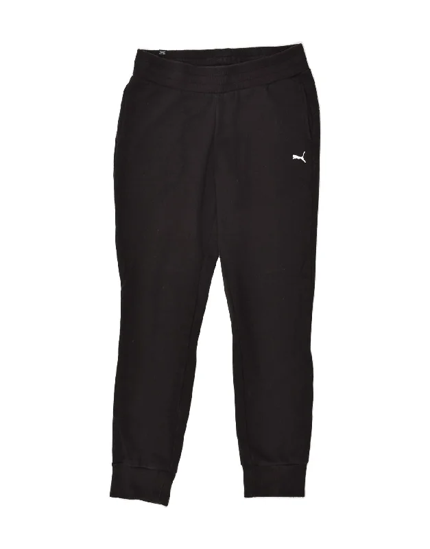 PUMA Womens Tracksuit Trousers Joggers UK 12 Medium Black Cotton Trousers sophisticated sleek