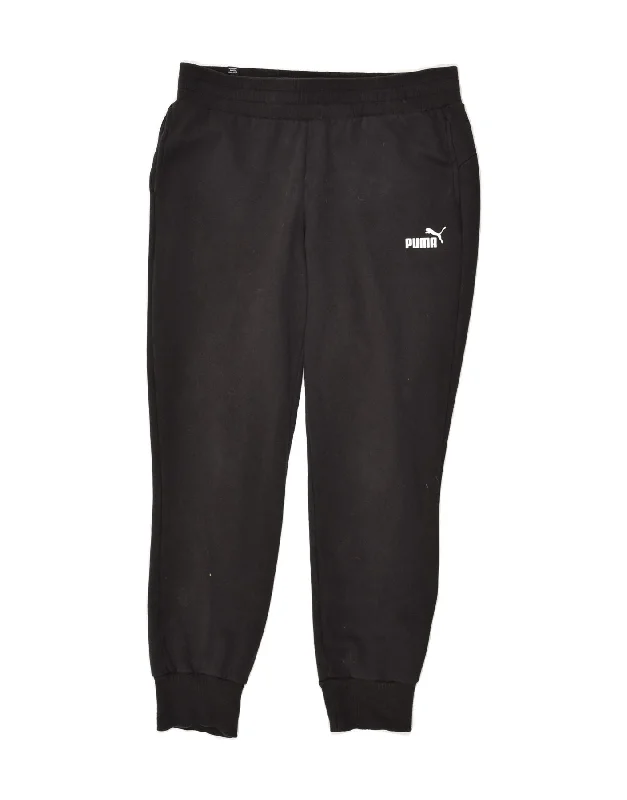 PUMA Womens Tracksuit Trousers Joggers UK 14 Large Black Cotton Trousers versatile functional