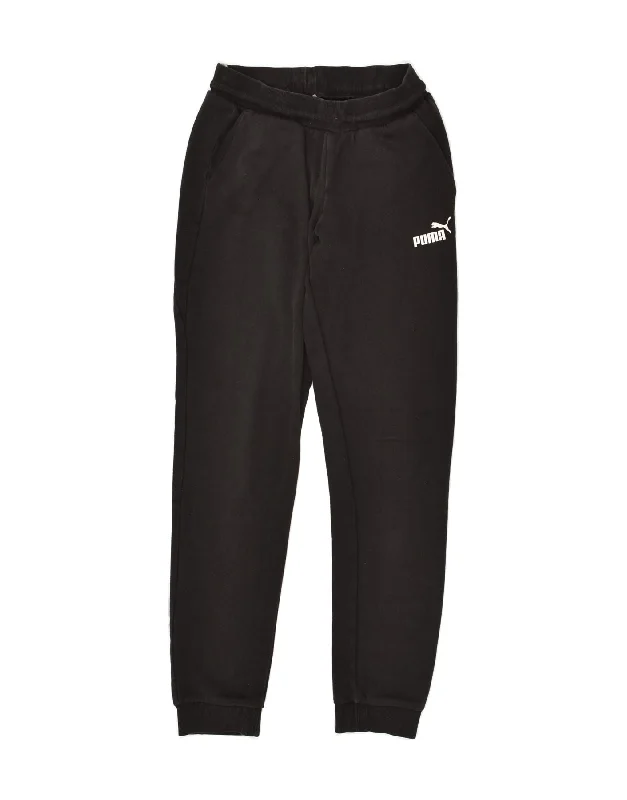 PUMA Womens Tracksuit Trousers Joggers UK 8 small Black Cotton Trousers practical durable