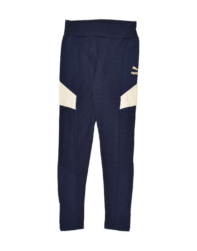 PUMA Womens Tracksuit Trousers UK 10 Small Navy Blue Polyester Trousers Cargo pockets