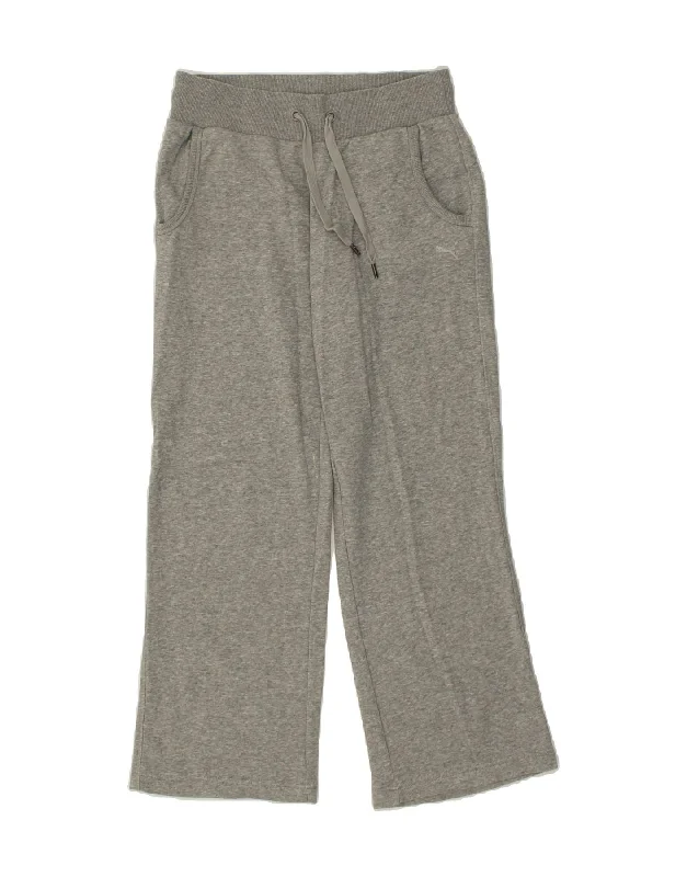 PUMA Womens Tracksuit Trousers UK 12 Medium Grey Cotton