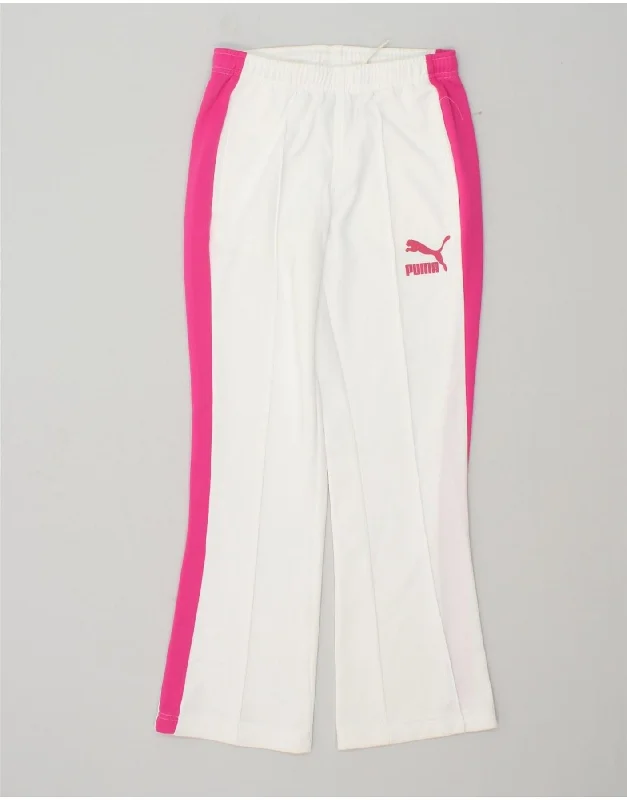 PUMA Womens Tracksuit Trousers UK 8 Small  White Colourblock Polyester