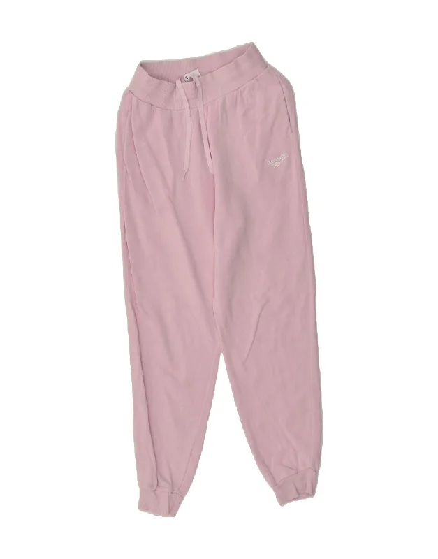 REEBOK Womens Tracksuit Trousers Joggers UK 8 Small Pink Cotton Trousers Capri Summer