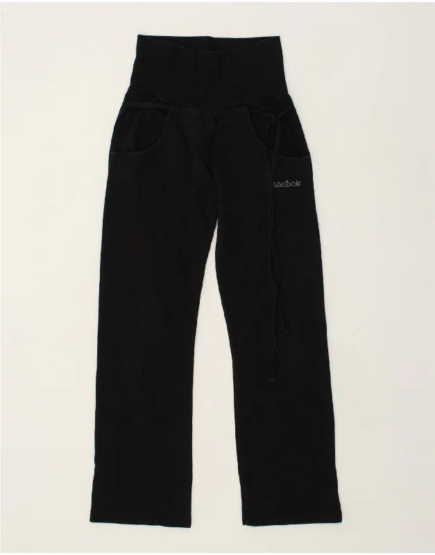 REEBOK Womens Tracksuit Trousers Small Black Cotton Trousers chic fashionable
