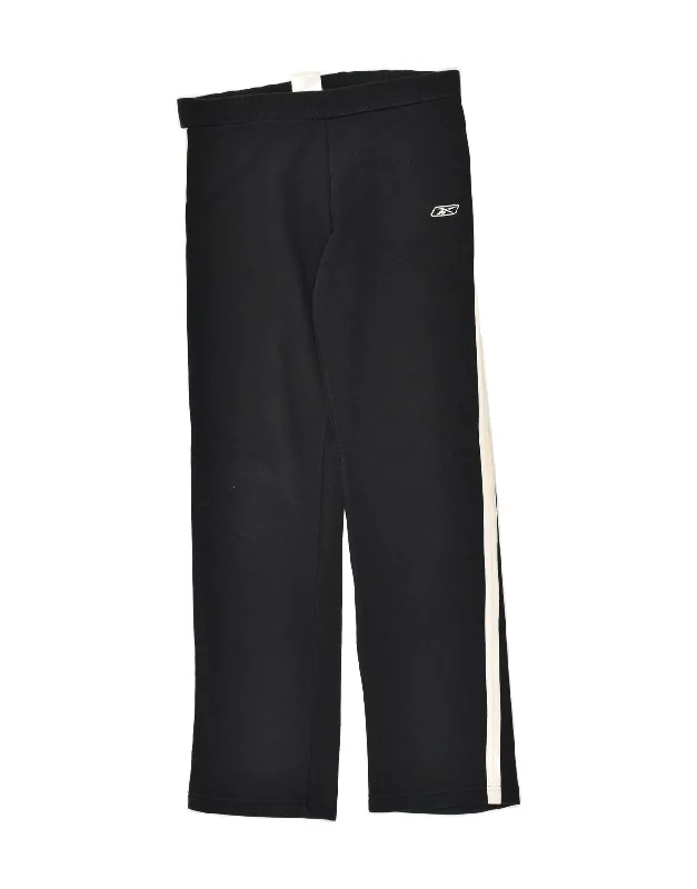 REEBOK Womens Tracksuit Trousers UK 12 Medium Black Cotton Trousers New Arrival