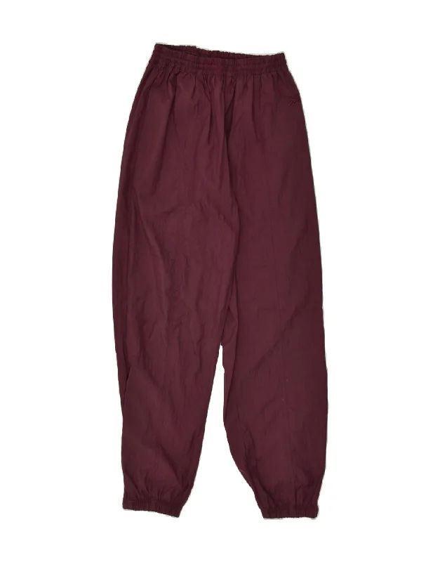 REEBOK Womens Tracksuit Trousers UK 12 Medium Maroon Polyamide Trousers Pleated Formal
