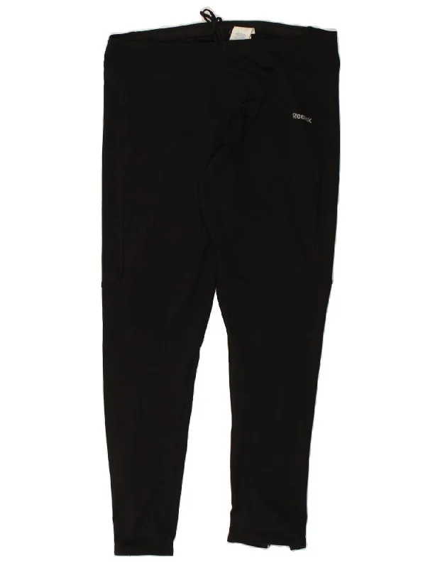 REEBOK Womens Tracksuit Trousers UK 14 Large Black Polyester Trousers Prom Sequined