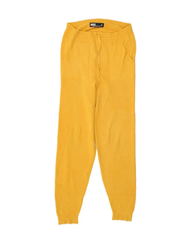 RIFLE Womens Tracksuit Trousers Joggers UK 14 Large Yellow Viscose