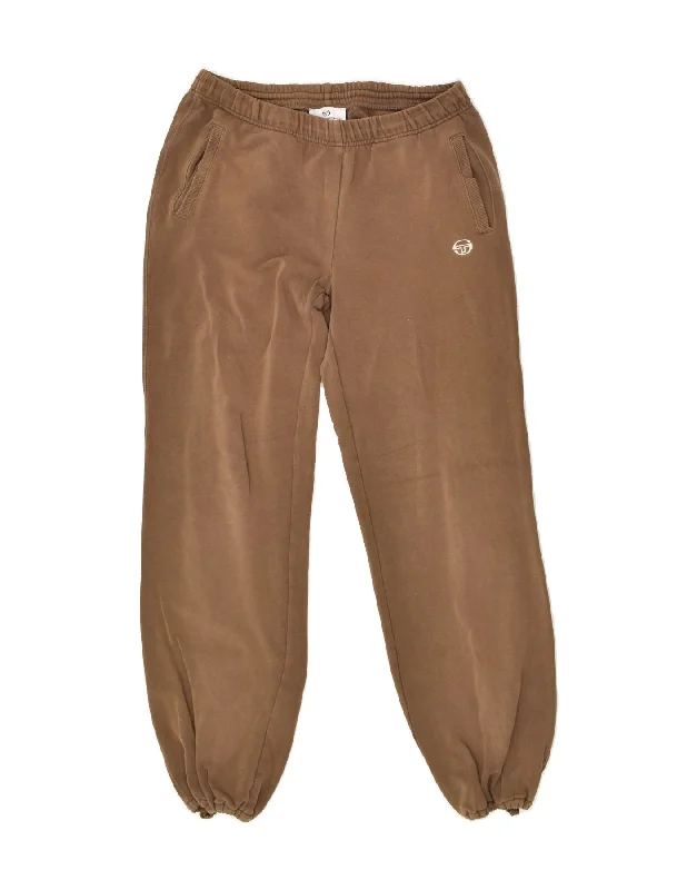 SERGIO TACCHINI Womens Tracksuit Trousers Joggers UK 6 XS Brown Cotton Trousers Leather Faux