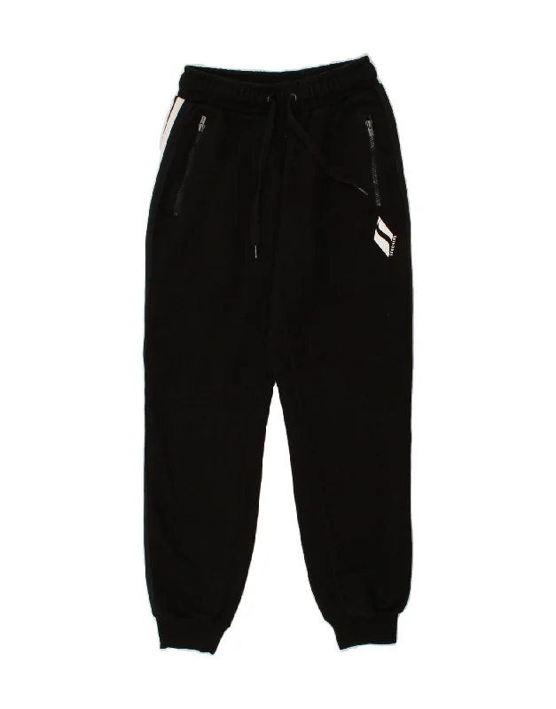 SKECHERS Womens Tracksuit Trousers Joggers UK 8 Small Black Cotton Trousers Floral Bohemian