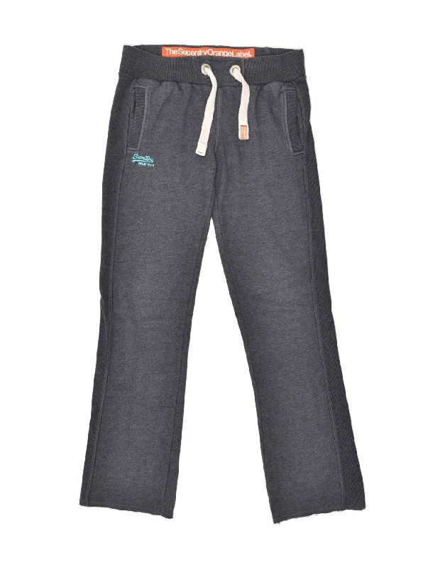 SUPERDRY Womens Slim Fit Tracksuit Trousers UK 10 Small Navy Blue Cotton