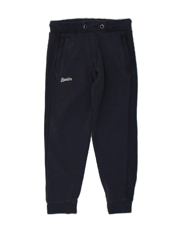 SUPERDRY Womens Tracksuit Trousers Joggers UK 10 Small Navy Blue Cotton