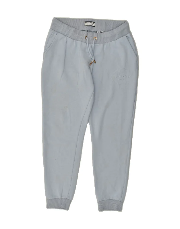 SUPERDRY Womens Tracksuit Trousers Joggers UK 16 Large Blue Cotton