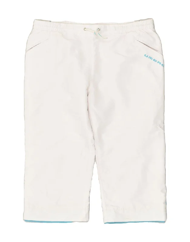 UMBRO Womens Capri Tracksuit Trousers UK 12 Medium White Polyester Trousers Fleece Cozy