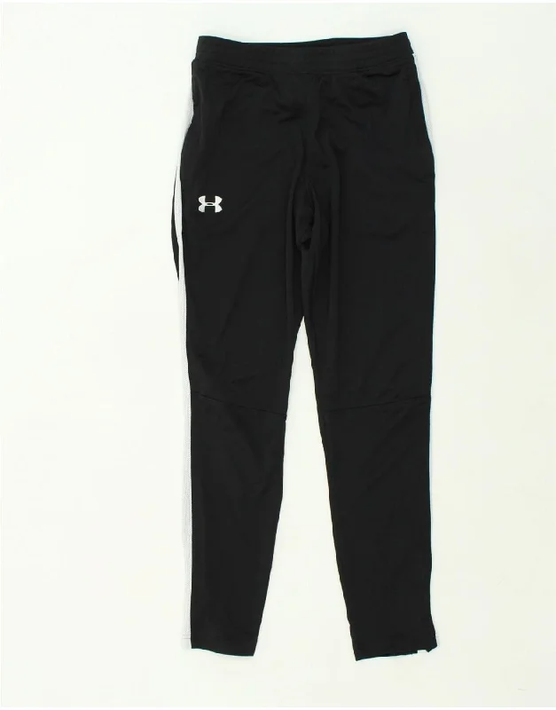 UNDER ARMOUR Womens Fitted Tracksuit Trousers UK 14 Medium Black Polyester Trousers Winter Warm
