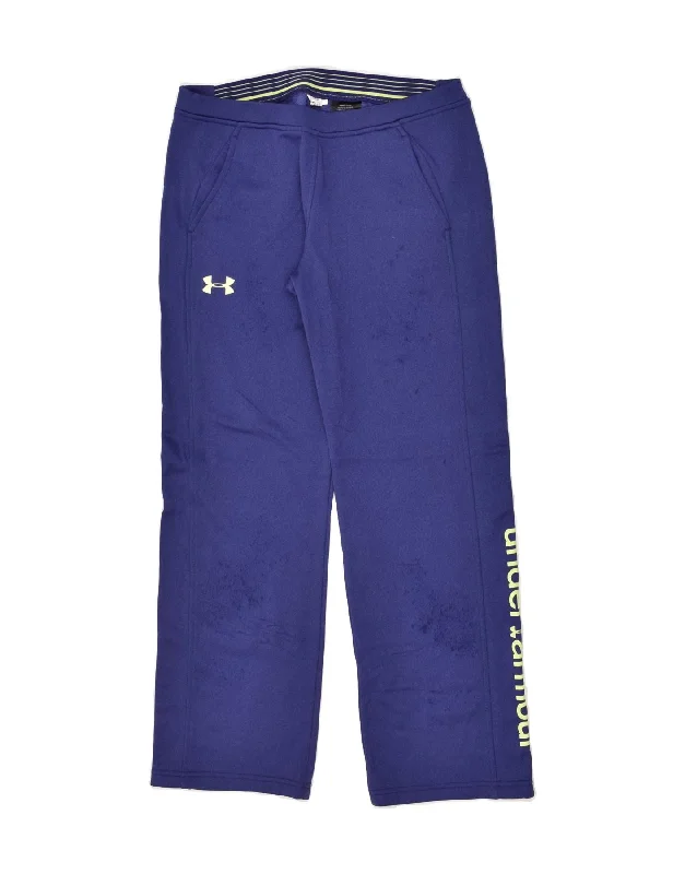 UNDER ARMOUR Womens Graphic Tracksuit Trousers UK 14 Medium Blue