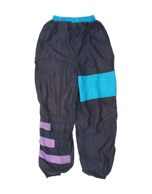 VINTAGE Womens Tracksuit Trousers Joggers UK 12 Medium Navy Blue Trousers Yoga Stretchy