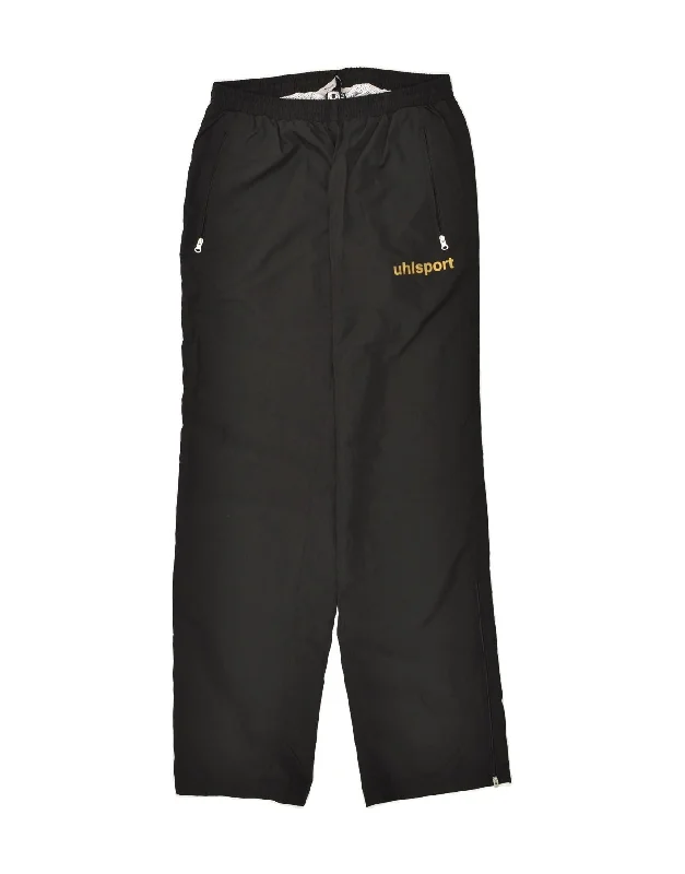 VINTAGE Womens Tracksuit Trousers UK 12 Medium Black Polyester Trousers Culottes Wide Leg