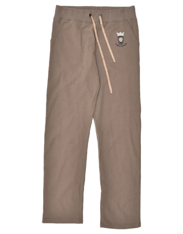 VINTAGE Womens Tracksuit Trousers UK 14 Medium Grey Cotton Trousers Capri Summer
