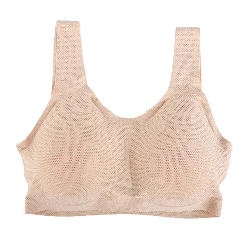 Max Pocket Bra Crop Top Silicone Fake Boobs for Mastectomy Brassiere Tank Top A