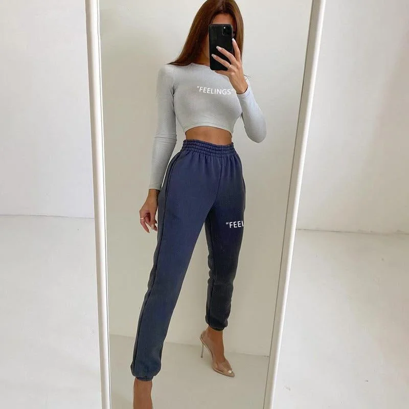 Long Sleeve Crop Top Pants Tracksuits