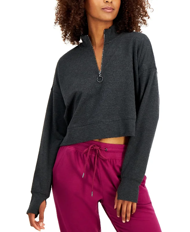 ID Ideology Performance Womens Quarter Zip Crop Top