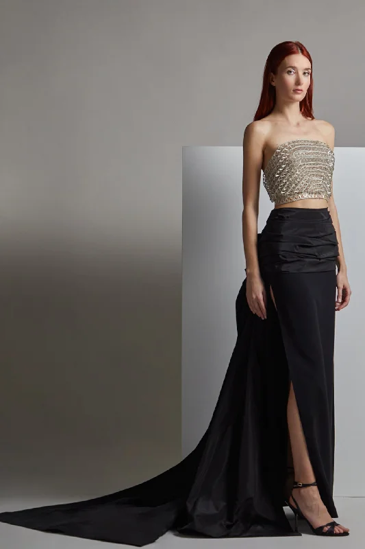 Beaded crop top with pants