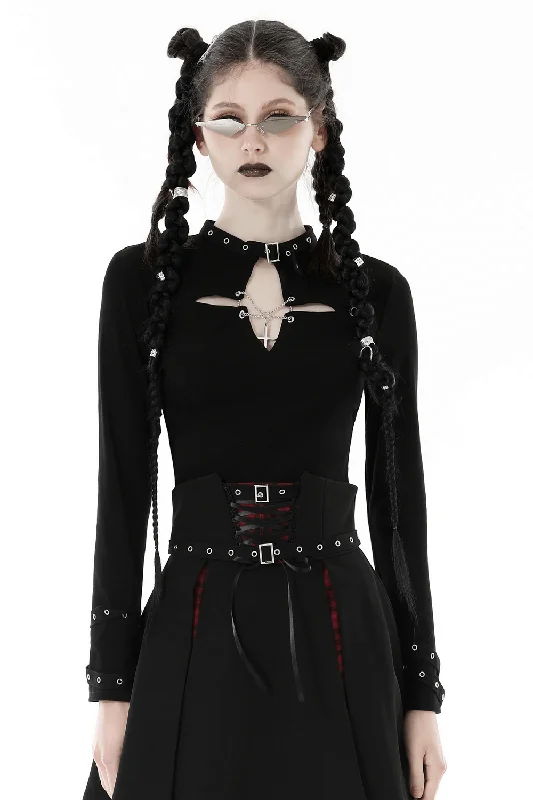 Dark Gothic Punk Women's Cutout Cross Crop Top Fashionable Trendy Casual