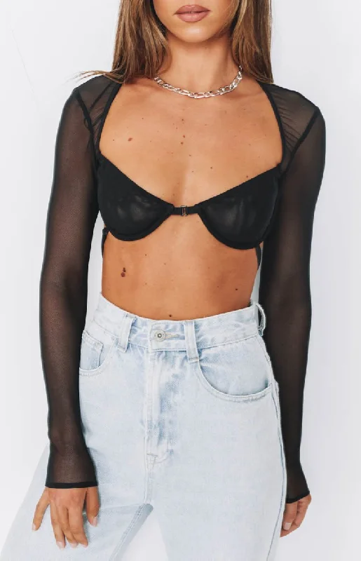 Lioness Gilda Crop Top Black Striped Floral Plaid