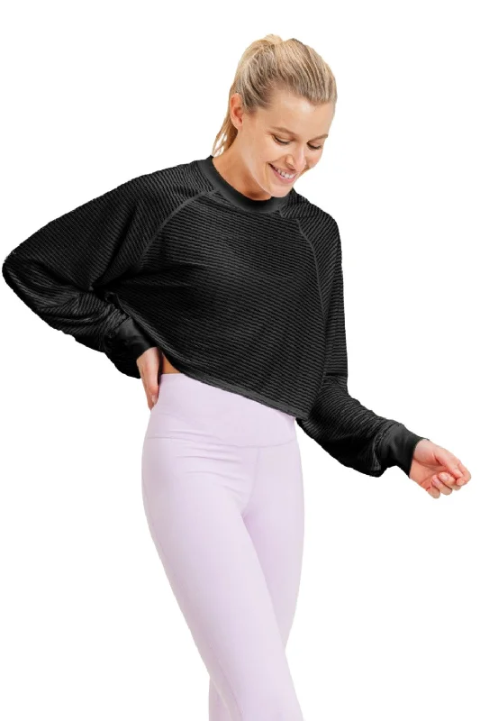 Mono B  Raglan Sleeve Crop Top AT3094 Machine Wash Dry Clean Hand Wash