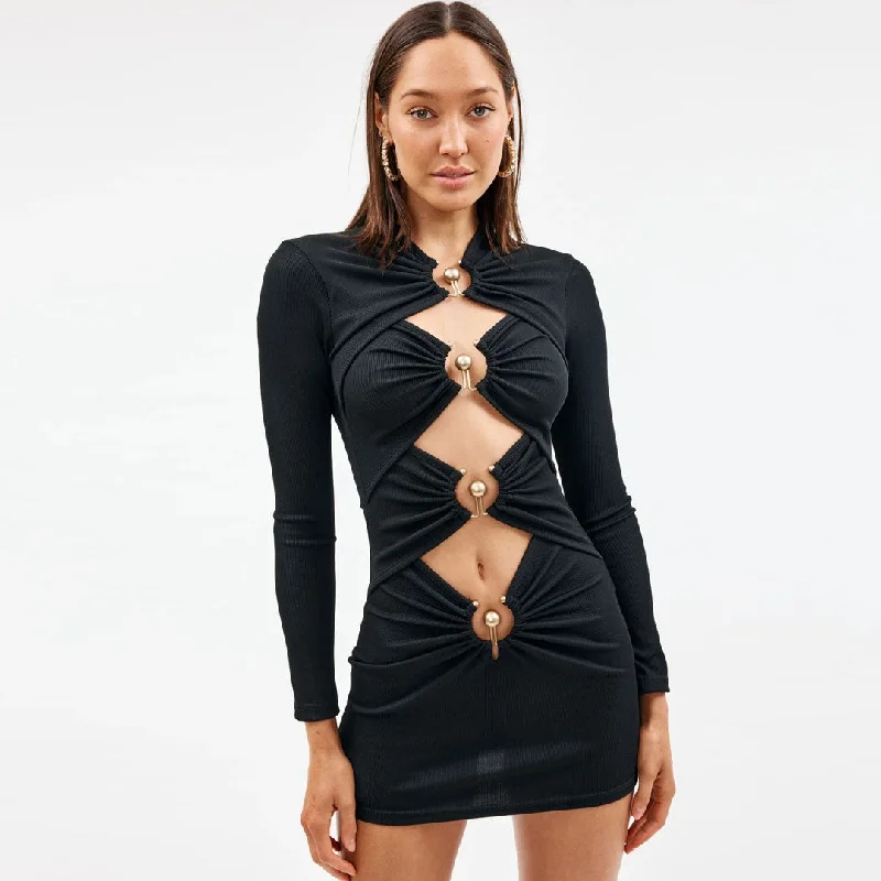 Long Sleeve Backless Trendy Off Shoulder Crop Top Seamless Knitted Crochet