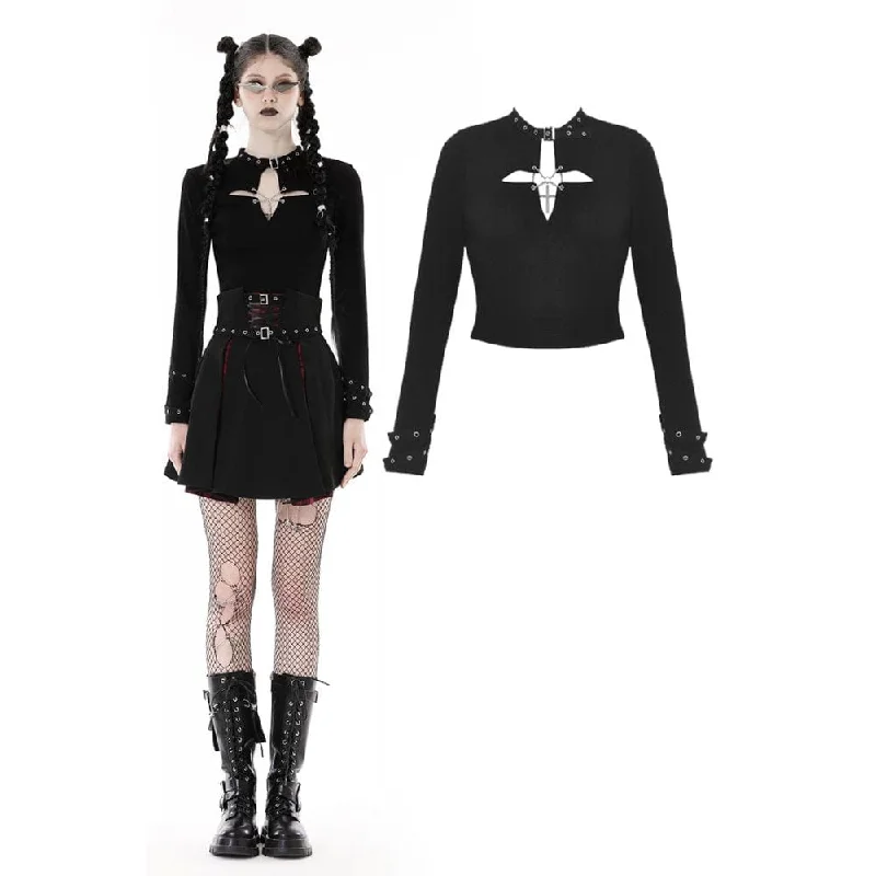 Women's Punk Cutout Cross Eyelet Crop Top