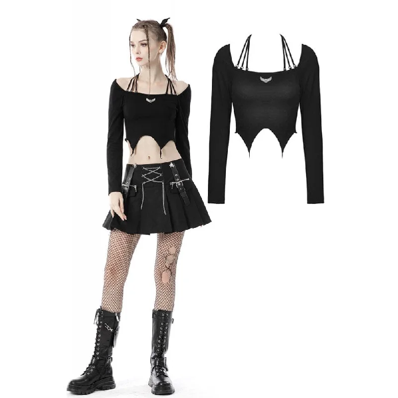 Women's Punk Halterneck Long Sleeved Crop Top Chenille Blend Fleece Blend Nylon Blend