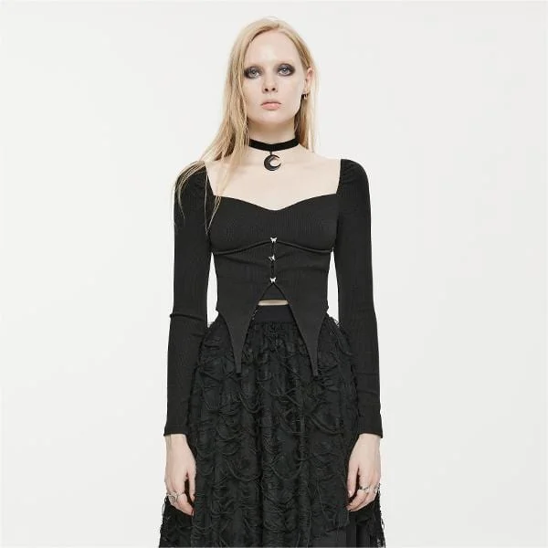 Women's Punk Square Collar Irregular Crop Top Wool Fabric Cashmere Fabric Tweed Fabric