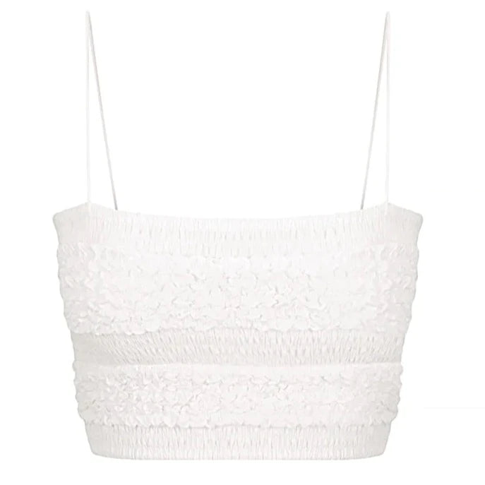 Mottled Crop Top | White Satin Fabric Silk Fabric Chiffon Fabric