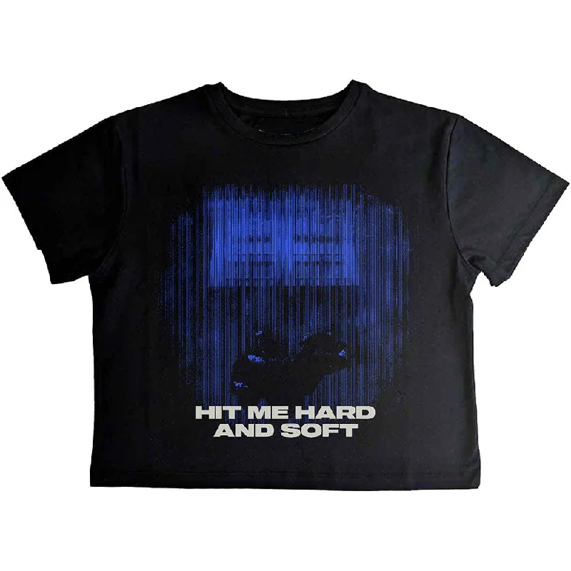 Billie Eilish | Official Ladies Band Crop Top | HMHAS Blue Lines Cashmere Blend Cotton Blend Poly Blend Billie Eilish | Official Ladies Band Crop Top | HMHAS Blue Lines Cashmere Blend Cotton Blend Poly Blend