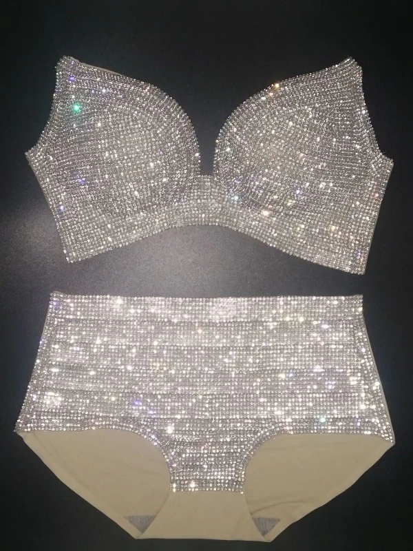 Crystal Beading Deep V Crop Top and High Waist Set Mesh Fabric Canvas Fabric Denim Fabric Crystal Beading Deep V Crop Top and High Waist Set Mesh Fabric Canvas Fabric Denim Fabric