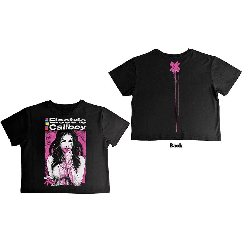 Electric Callboy | Official Ladies Band Crop Top | Eat Me Alive (Back Print) Collared Crew Neck Turtle Neck
