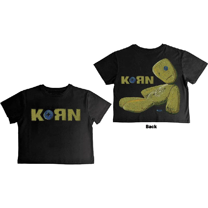 Korn | Official Ladies Band Crop Top | Doll Issues (Back Print) Striped Floral Plaid Korn | Official Ladies Band Crop Top | Doll Issues (Back Print) Striped Floral Plaid