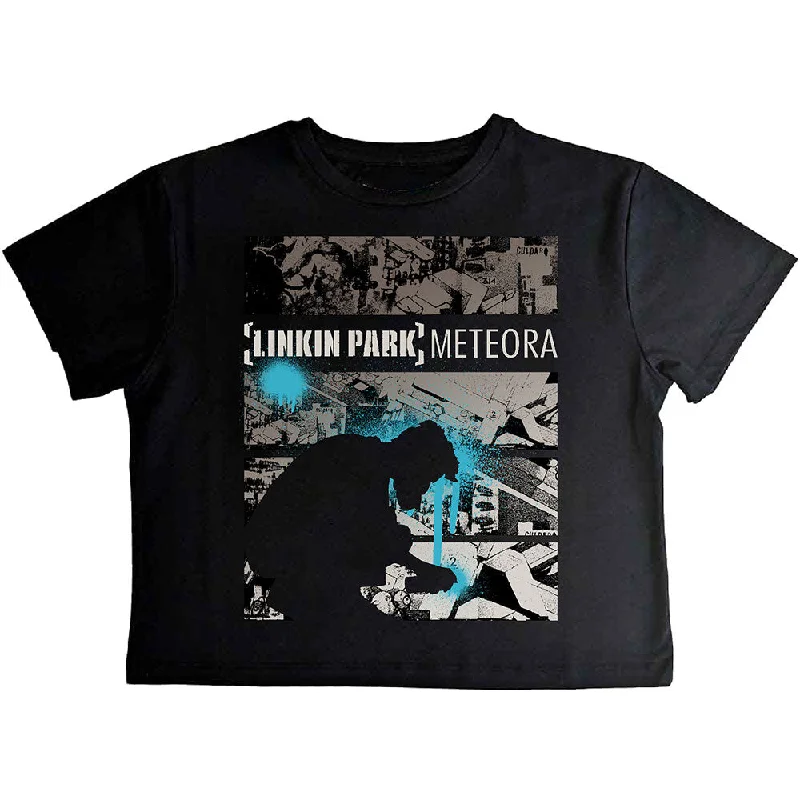 Linkin Park | Official Ladies Band Crop Top | Meteora Drip Collage Welt Pockets Slit Pockets Flap Pockets Linkin Park | Official Ladies Band Crop Top | Meteora Drip Collage Welt Pockets Slit Pockets Flap Pockets