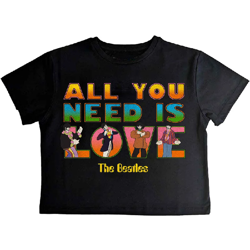 The Beatles | Official Ladies Band Crop Top | Yellow Submarine AYNIL Stacked Houndstooth Herringbone Solid The Beatles | Official Ladies Band Crop Top | Yellow Submarine AYNIL Stacked Houndstooth Herringbone Solid