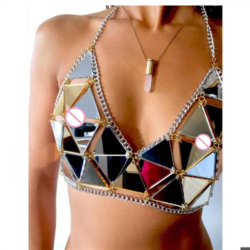 Chain Hollow Crop Tops Notch Collar Peter Pan Collar Cowl Neck